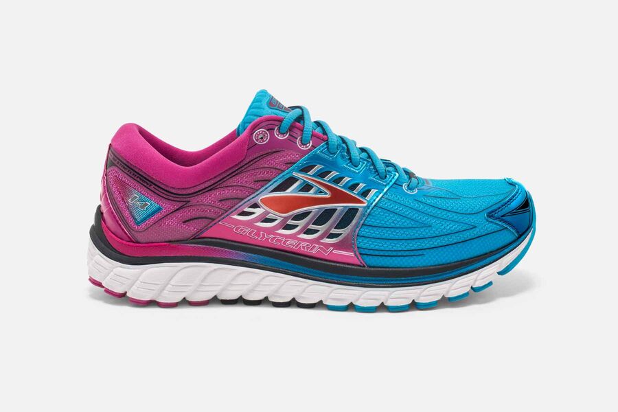 Brooks Glycerin 14 Womens UK - Road Running Shoes - Blue/Rose 927-ERWCAK